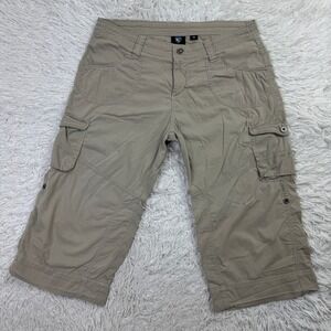 Kuhl Pants Womens 12 Beige Kontra Cargo Capris Lightweight Stretch Quick Dry